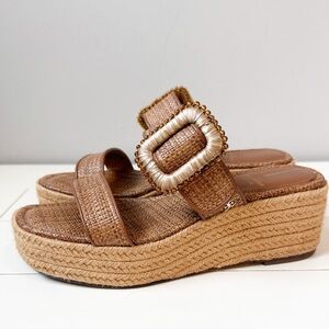 Sam Edelman Chase Woven Platform Espadrille Sandals Brown Size 6.5